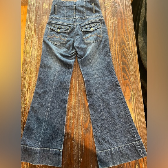 Unique extra high waisted mock jumpsuit style jean - Picture 7 of 8